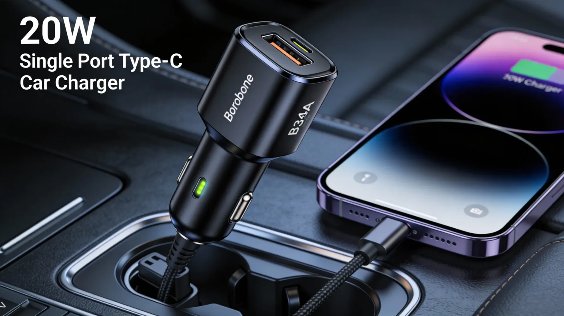 CH Hoco Car Charger / Adapter 1 Port (Type-C) Fast BZ34A Black