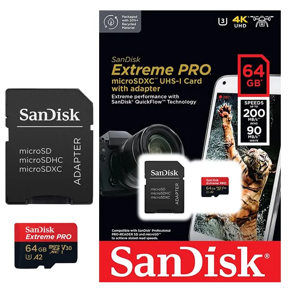 MC SanDisk A2 Extreme Pro MicroSD w/ Adapter 64GB