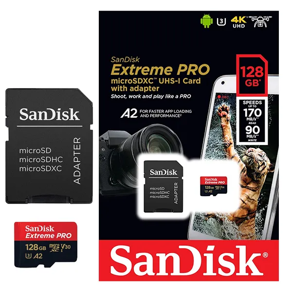 MC SanDisk A2 Extreme Pro MicroSD w/ Adapter 128GB