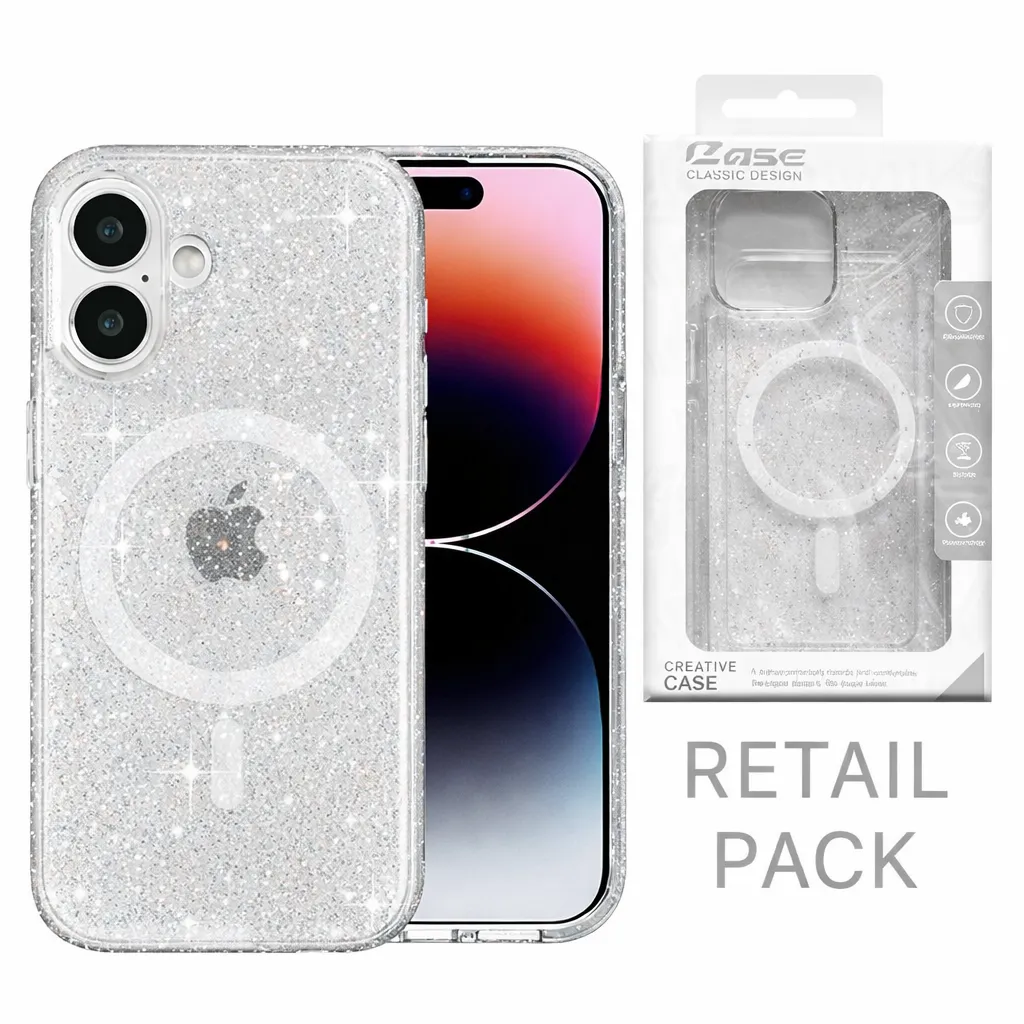 OTCR Clear Magsafe Sparkly Symm Case for Apple iPhone 16