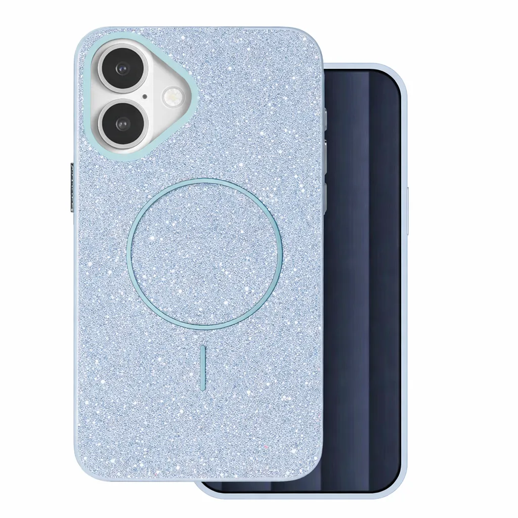 TPU Light Blue Glitsy MagSafe Case for Apple iPhone 16