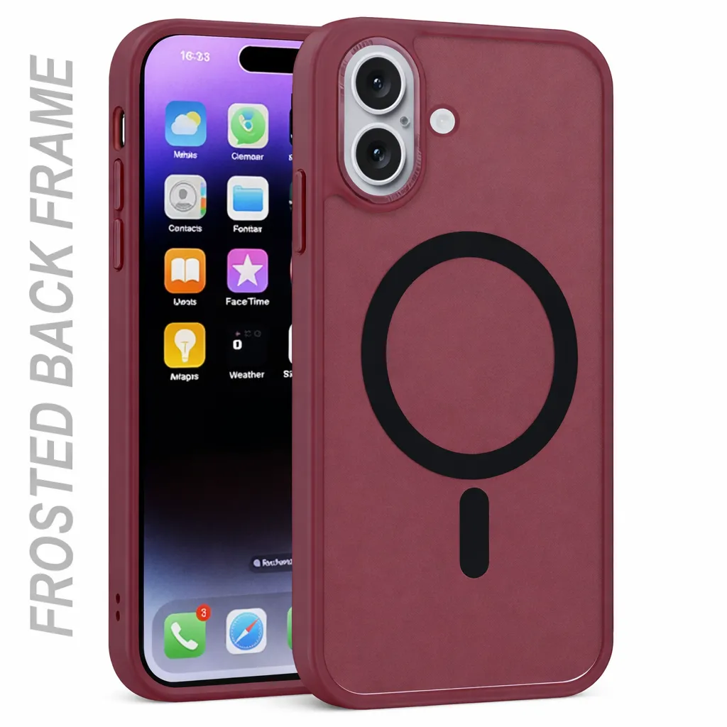 OTCR Wine Matt Rubberized Magsafe Case for Apple iPhone 16 Plus
