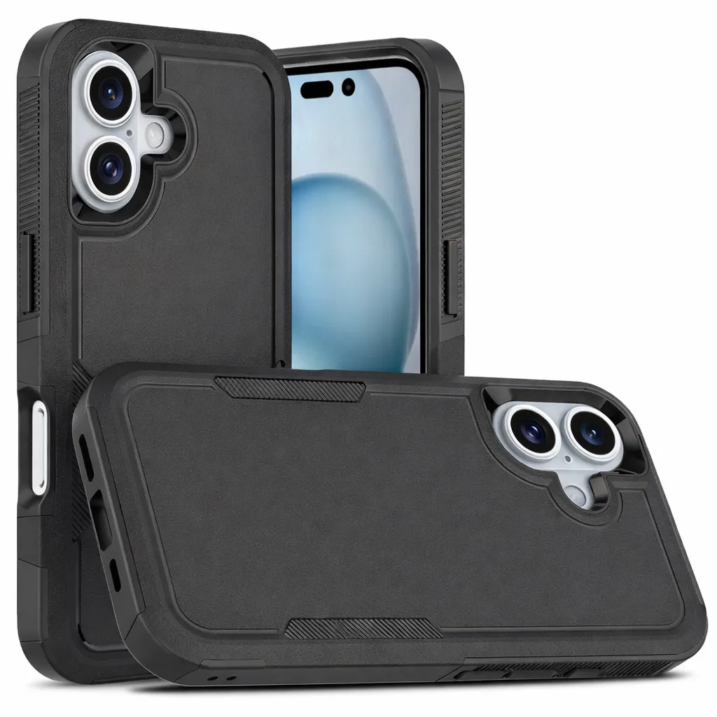 OTCR Black Comm Lite Case for Apple iPhone 16 Plus