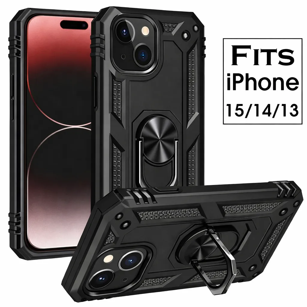 OTCR Black Anti-Drop Hybrid Case for Apple iPhone 13 (6.1)