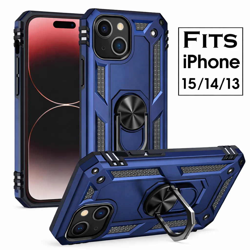 OTCR Navy Anti-Drop Hybrid Case for Apple iPhone 13 (6.1)