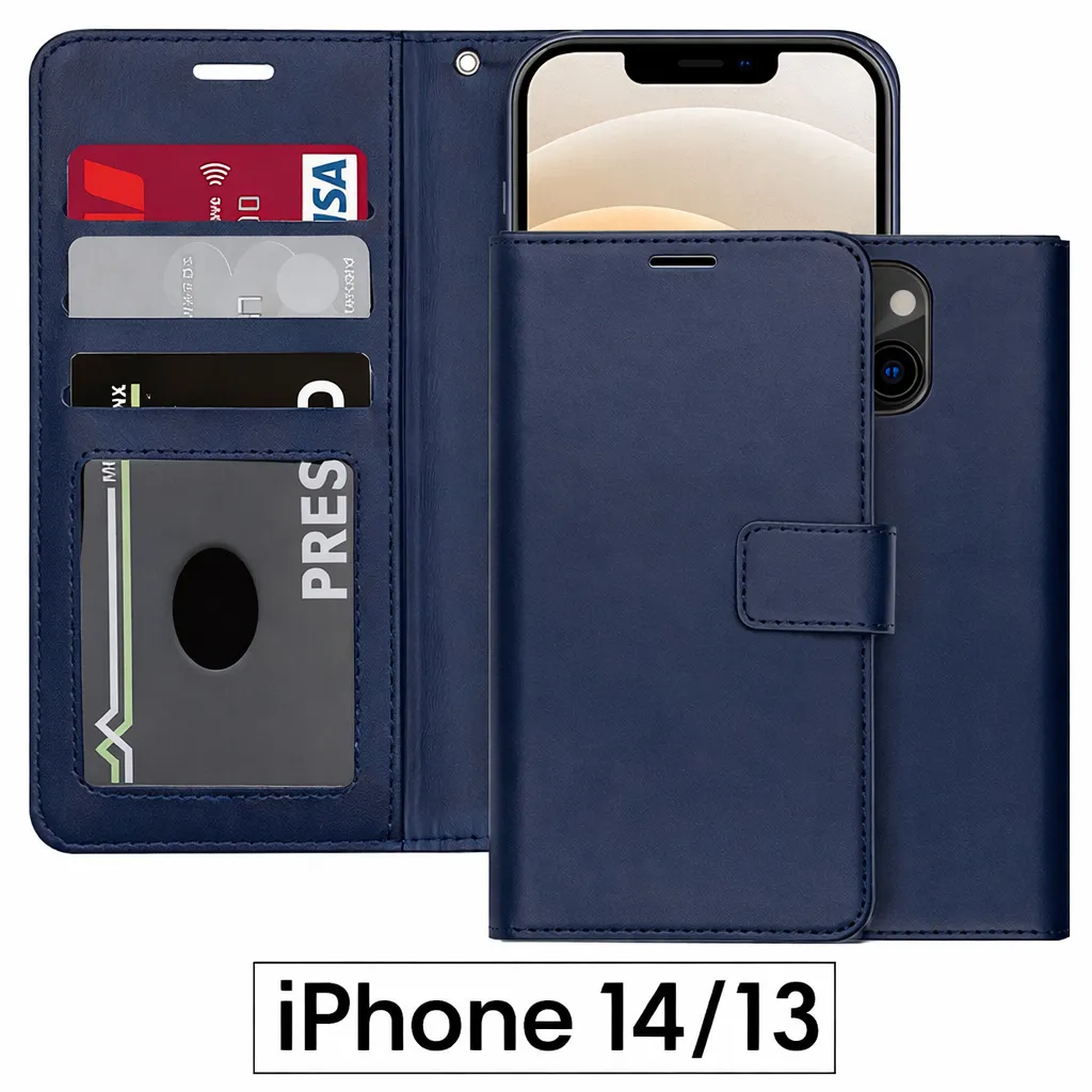 POU Navy Photo ID Wallet for Apple iPhone 13 (6.1)