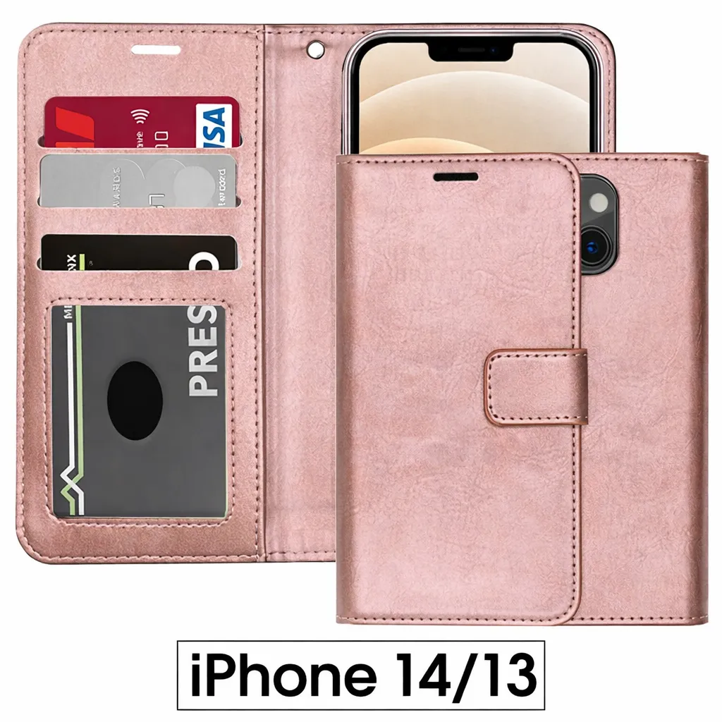 POU Rose Gold Photo ID Wallet for Apple iPhone 13 (6.1)