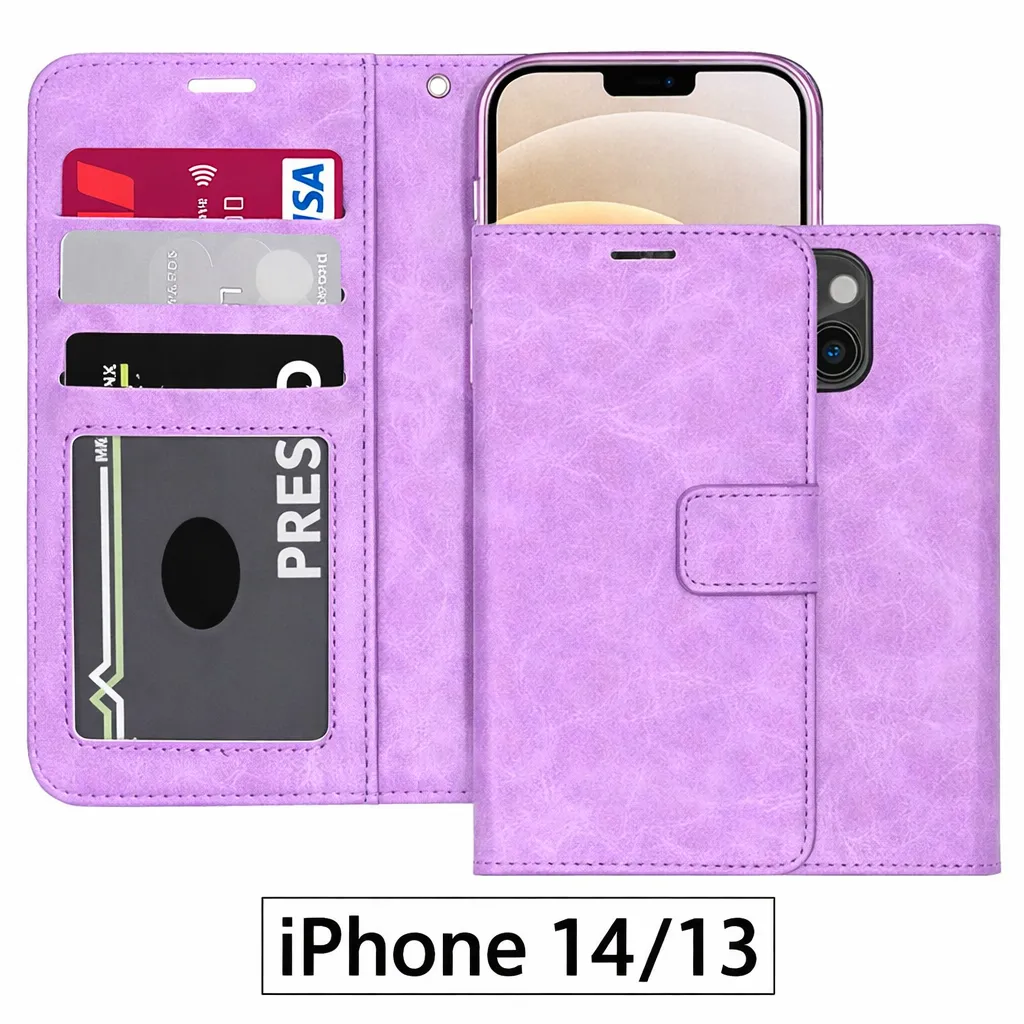 POU Purple Photo ID Wallet for Apple iPhone 13 (6.1)