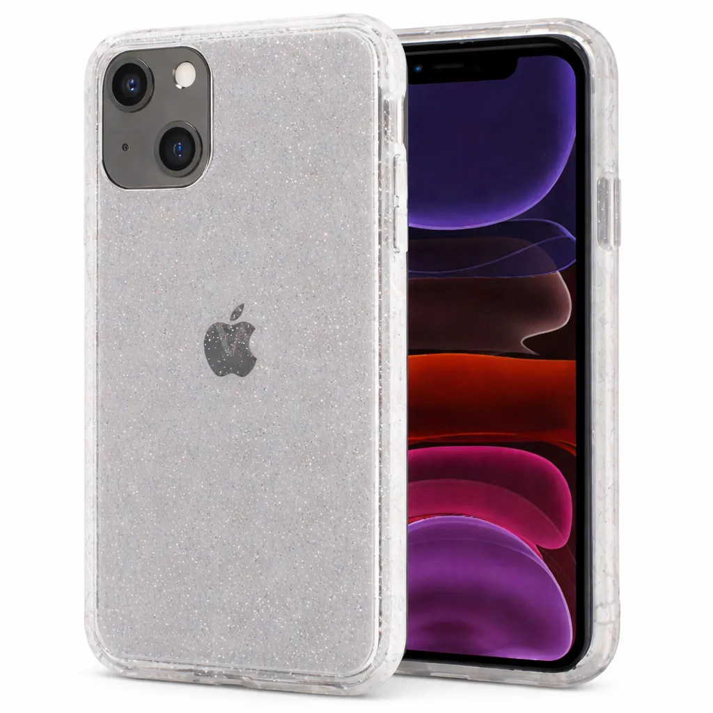 OTCR Clear Sparkly Transparent Armor for Apple iPhone 13 (6.1)