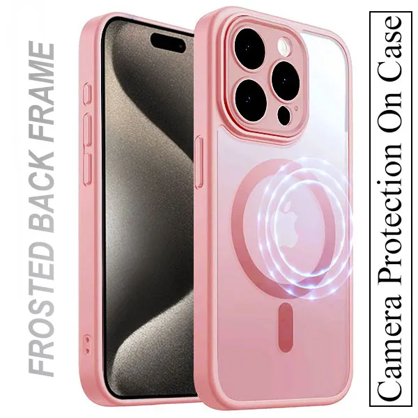 OTCR Rose Gold Matt Rubberized Magsafe Case for Apple iPhone 15 Pro Max (6.7)