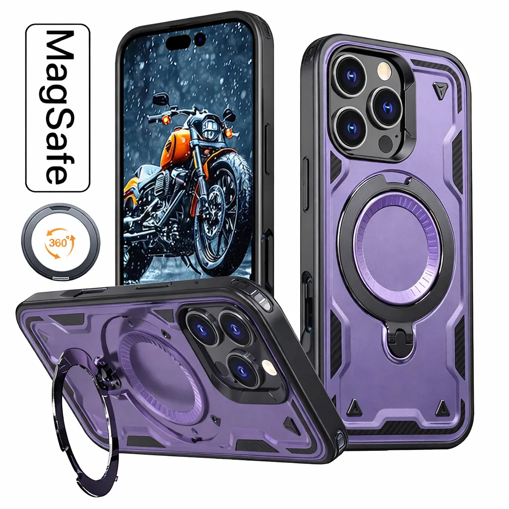 OTCR Purple Sparta Magsafe Ring Case for Apple iPhone 15 Pro Max (6.7)