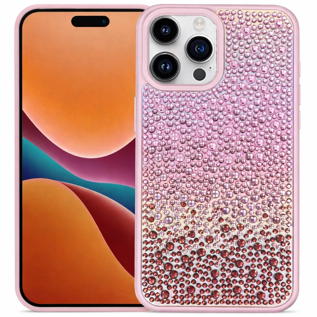 OTCR Light Purple 2 Tone Rhinestone for Apple iPhone 15 Pro Max (6.7)