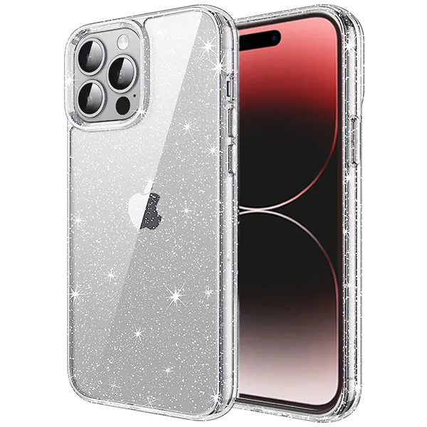 OTCR Clear Sparkly Transparent Armor for Apple iPhone 15 Pro Max (6.7)