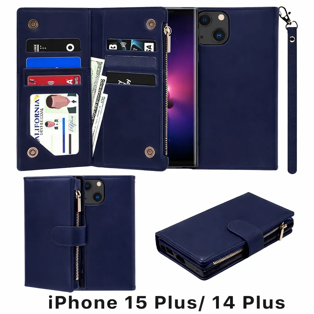 POU Navy Clutch detachable wallet for Apple iPhone 14 Plus (6.7)