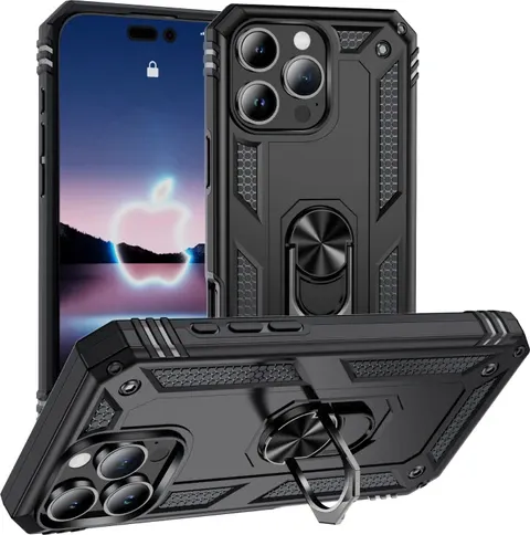 OTCR Black Anti-Drop Hybrid Case for Apple iPhone 16 Pro