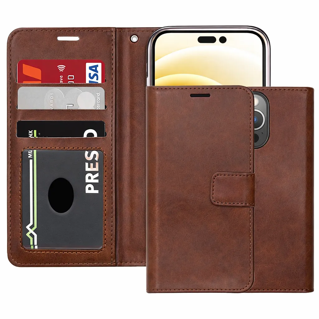 POU Brown Photo ID Wallet for Apple iPhone 16 Pro