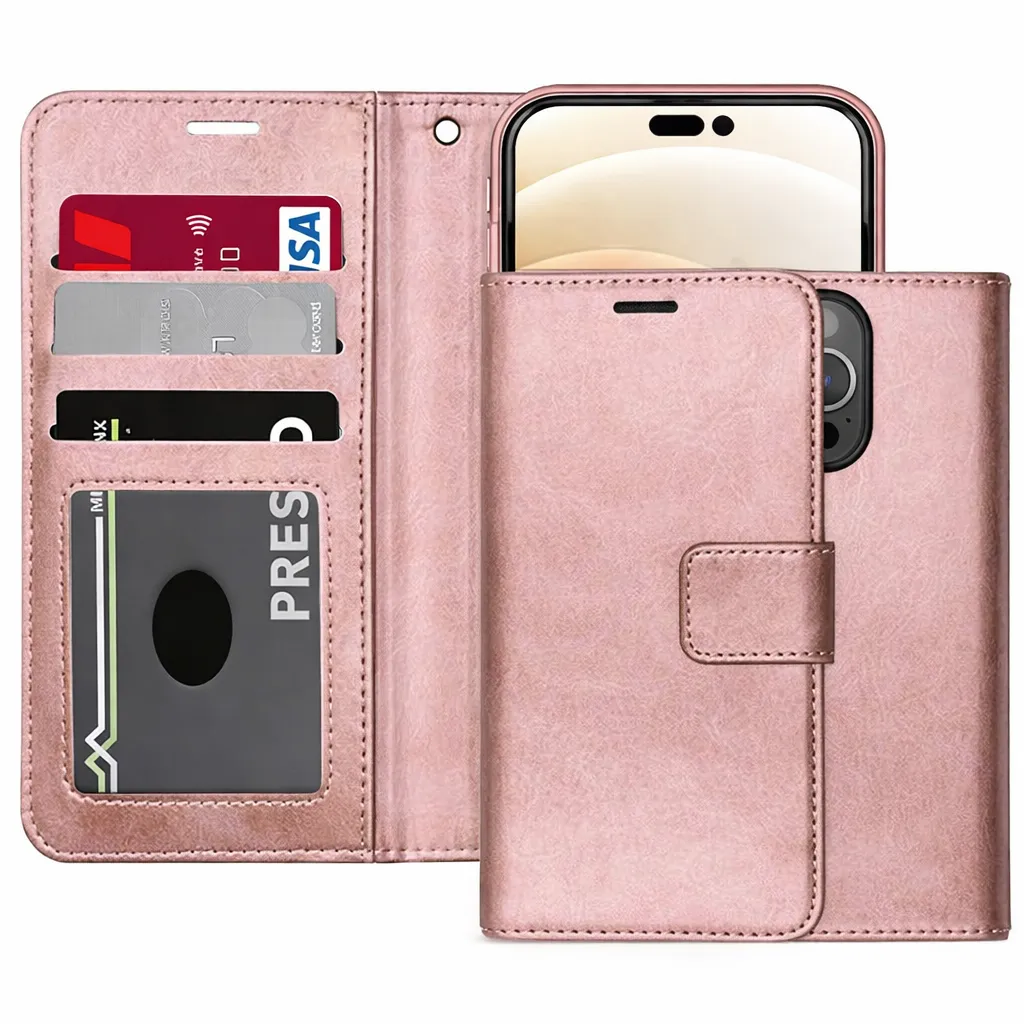 POU Rose Gold Photo ID Wallet for Apple iPhone 16 Pro