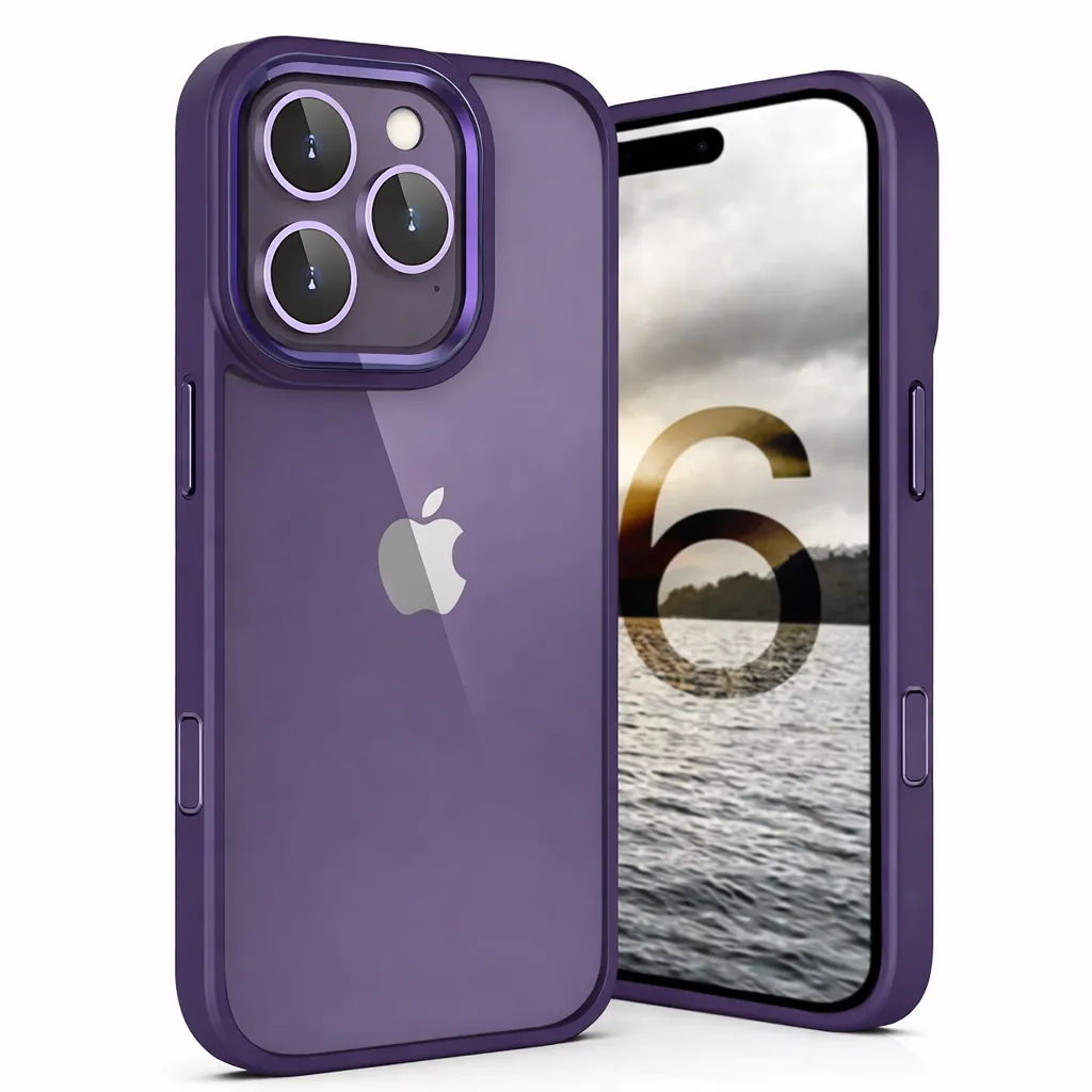 OTCR Deep Purple Matt Ultra-Hybrid Case for Apple iPhone 16 Pro