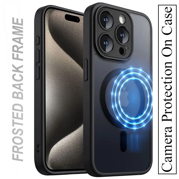 OTCR Black Matt Rubberized Magsafe Case for Apple iPhone 14 Pro Max (6.7)