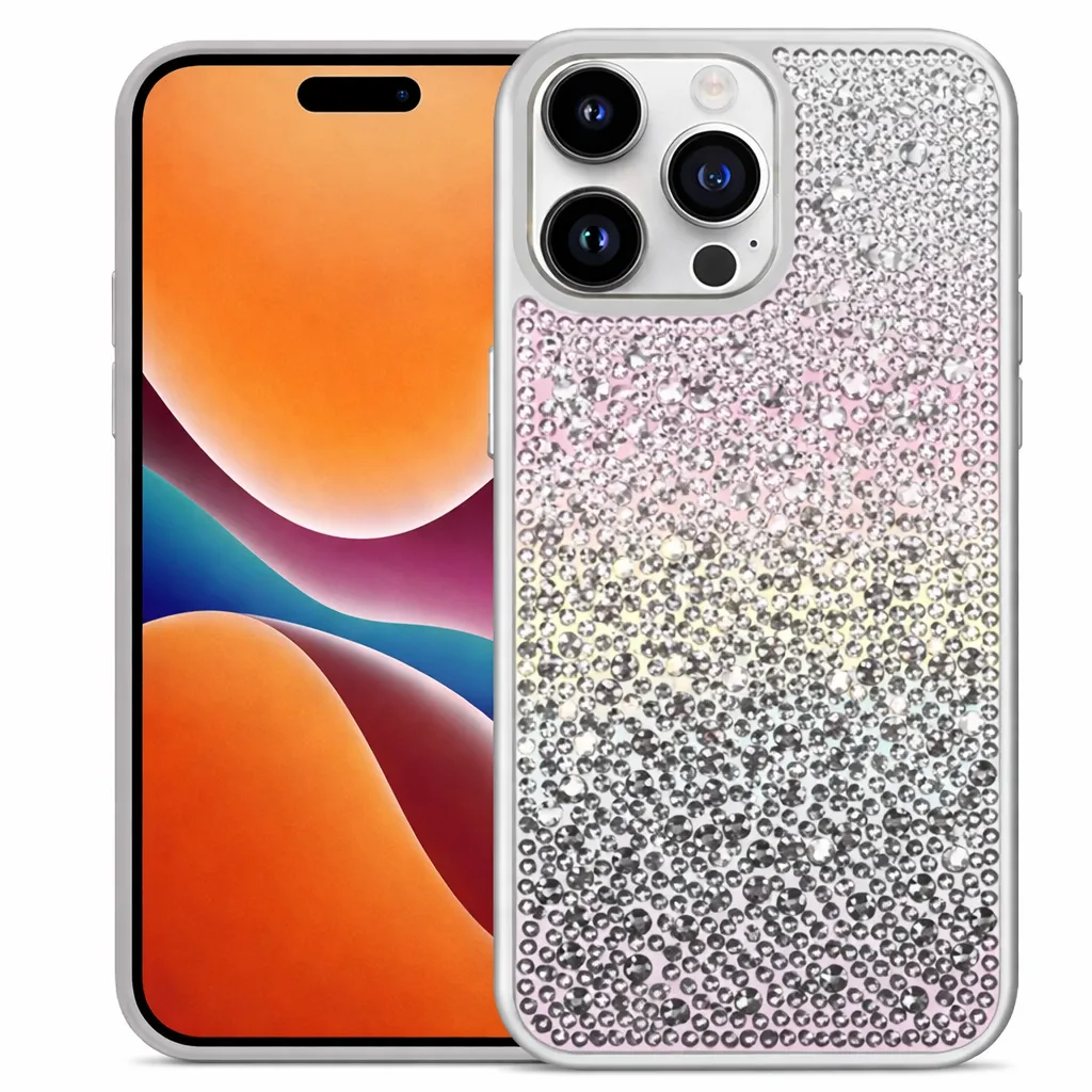 OTCR Grey 2 Tone Rhinestone for Apple iPhone 14 Pro Max (6.7)