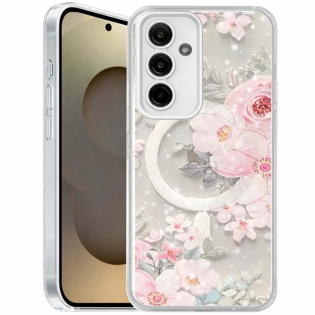 OTCR Light Pink Flower MagSafe Floret Case Samsung Galaxy S25 FE