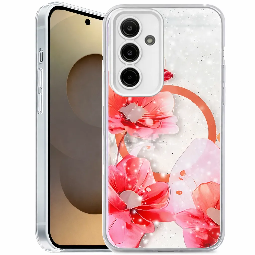 OTCR Red flower MagSafe Floret Case Samsung Galaxy S25 FE