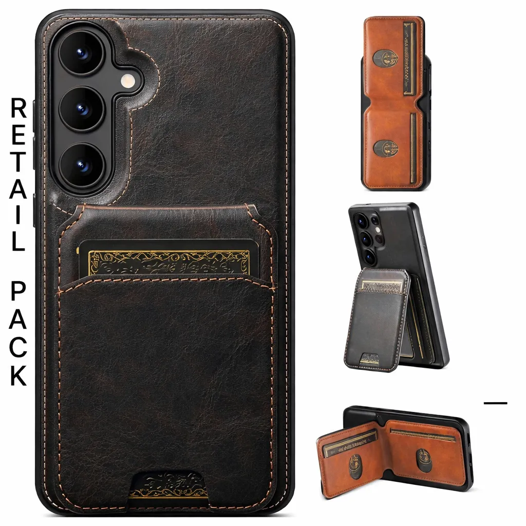 OTCR Black Stealth Wallet Case for Samsung Galaxy S25 FE