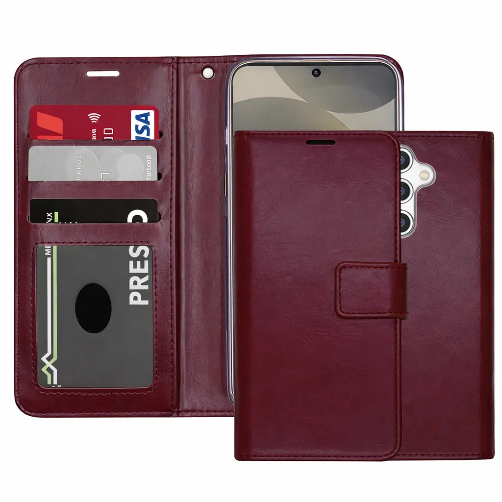 POU Wine Photo ID Wallet for Samsung Galaxy S25 FE