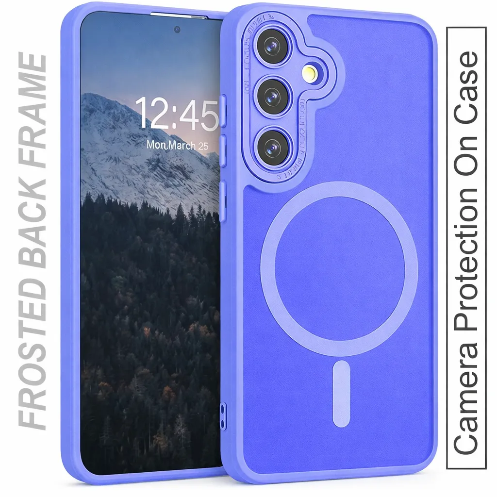 OTCR Light Purple Matt Rubberized Magsafe Case for Samsung Galaxy S25 FE