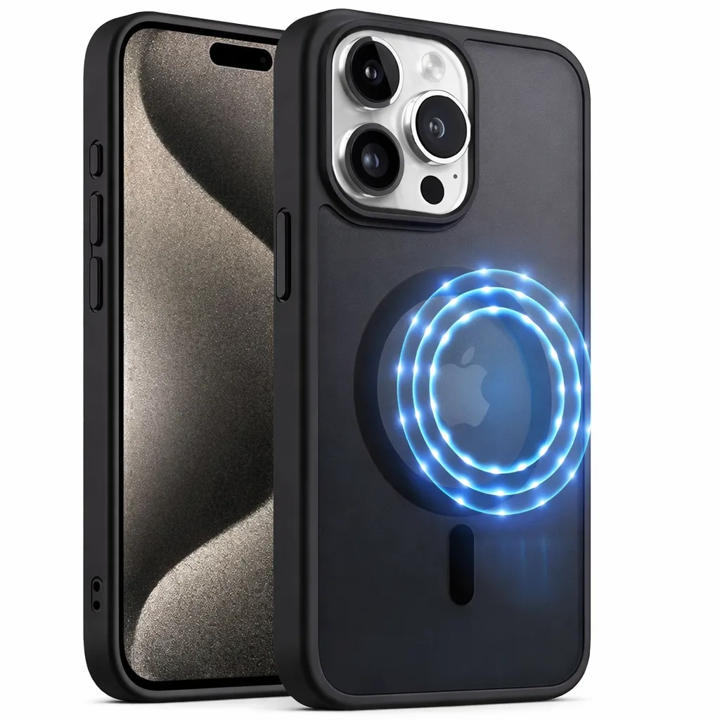 OTCR Black Matt Rubberized Magsafe Case for Apple iPhone 16 Pro Max