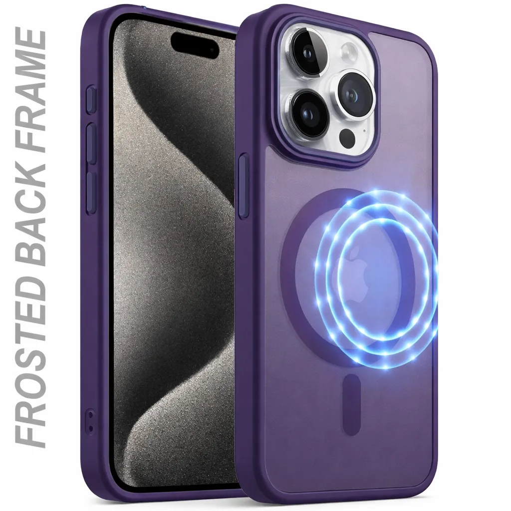 OTCR Deep Purple Matt Rubberized Magsafe Case for Apple iPhone 16 Pro Max