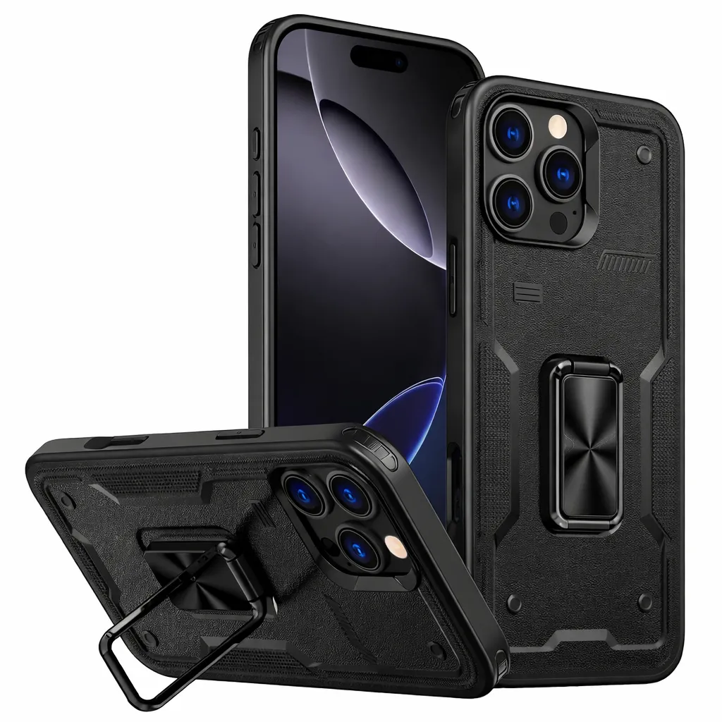 OTCR Black Adventure Ring Case for Apple iPhone 16 Pro Max