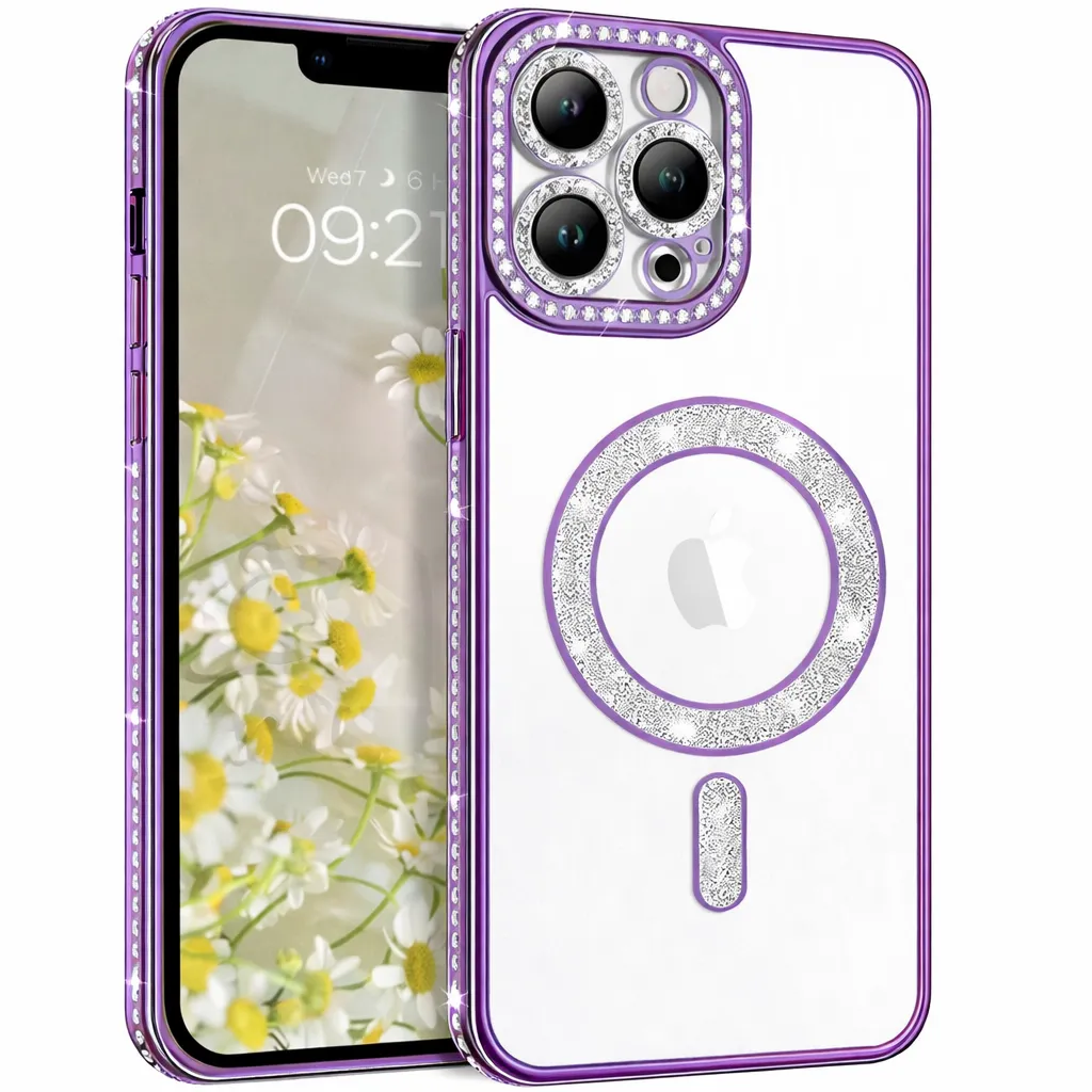 TPU Purple Glitter Electroplated Magsafe Case for Apple iPhone 16 Pro Max