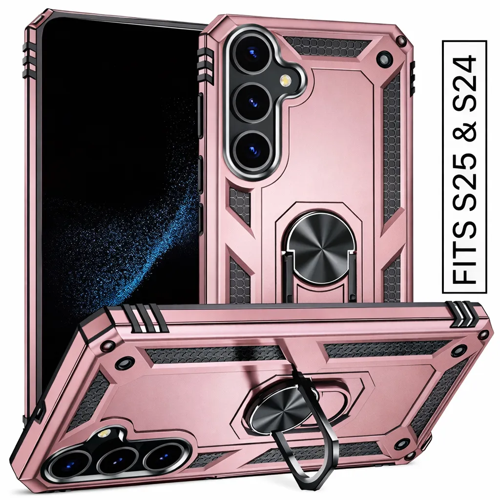 OTCR Rose Gold Anti-Drop Hybrid Case for Samsung Galaxy S25