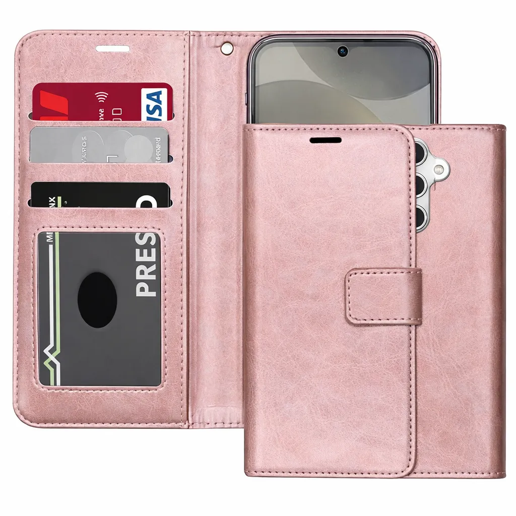 POU Rose Gold Photo ID Wallet for Samsung Galaxy S25