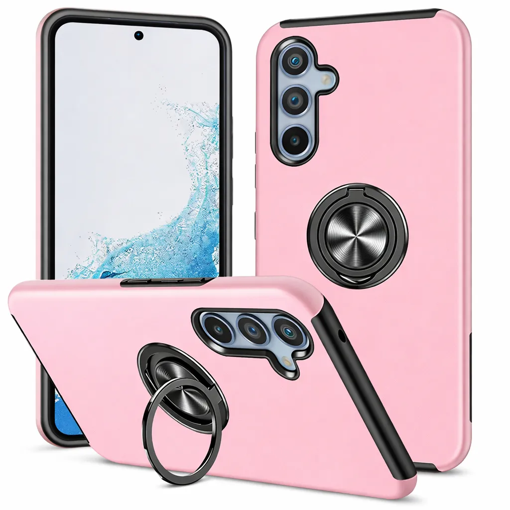 OTCR Rose Gold Swirl Invisible Ring Case for Samsung Galaxy S25