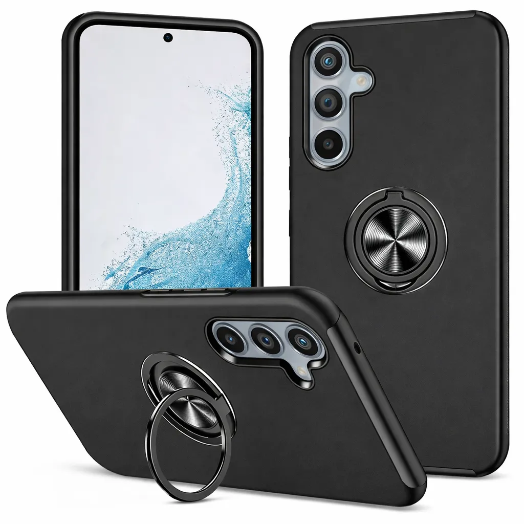 OTCR Black Swirl Invisible Ring Case for Samsung Galaxy S25