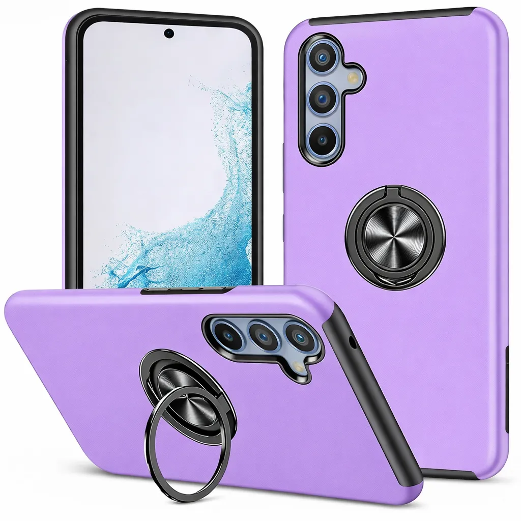 OTCR Light Purple Swirl Invisible Ring Case for Samsung Galaxy S25