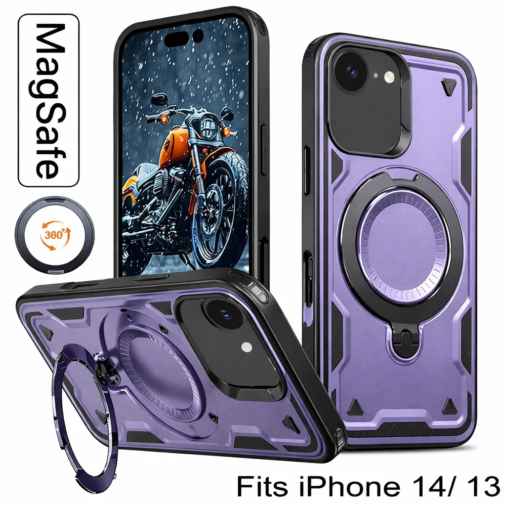 OTCR Purple Sparta Magsafe Ring Case for Apple iPhone 14 (6.1)