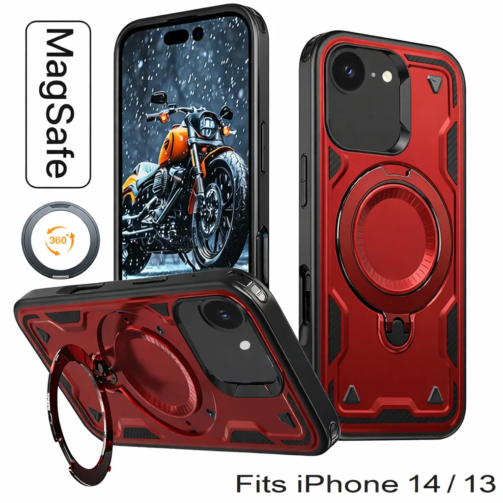 OTCR Red Sparta Magsafe Ring Case for Apple iPhone 14 (6.1)