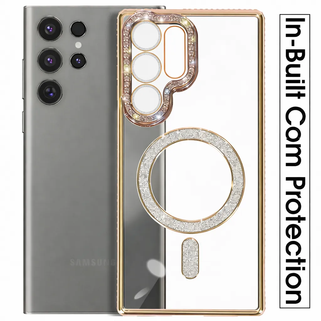 TPU Gold Glitter Electroplated Magsafe Case for Samsung Galaxy S25 Ultra