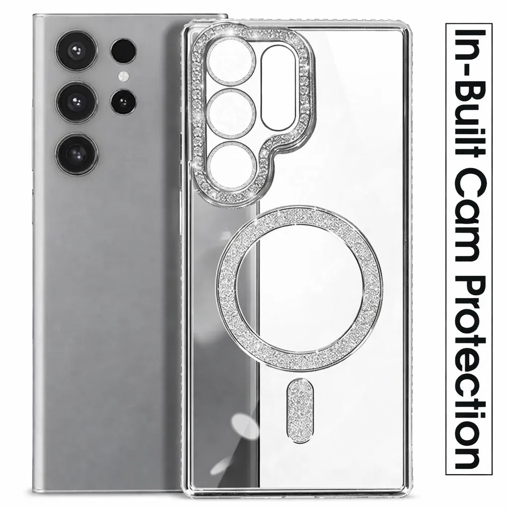 TPU Silver Glitter Electroplated Magsafe Case for Samsung Galaxy S25 Ultra