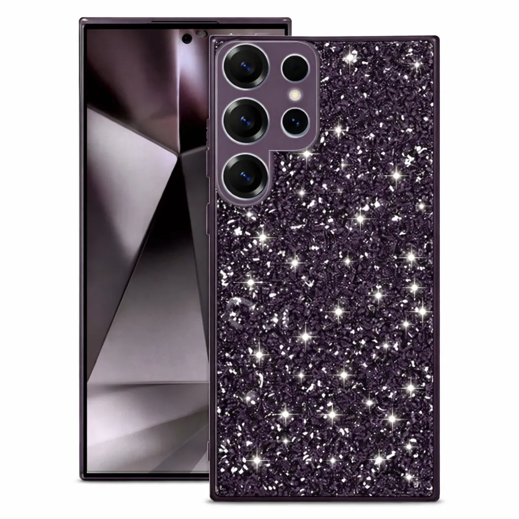 OTCR Deep Purple Luxury Rhinestone Case for Samsung Galaxy S25 Ultra
