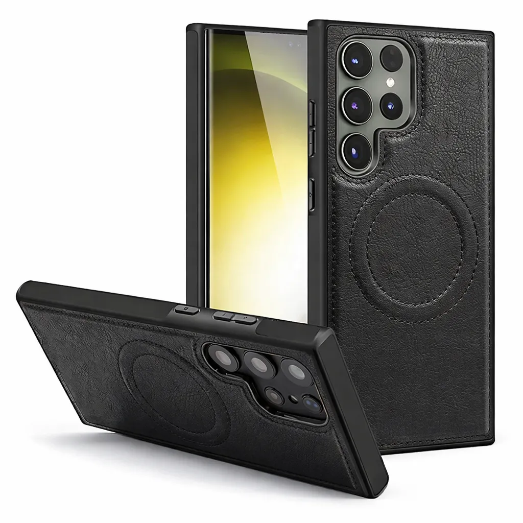 OTCR Black Engraved MagSafe Case for Samsung Galaxy S25 Ultra