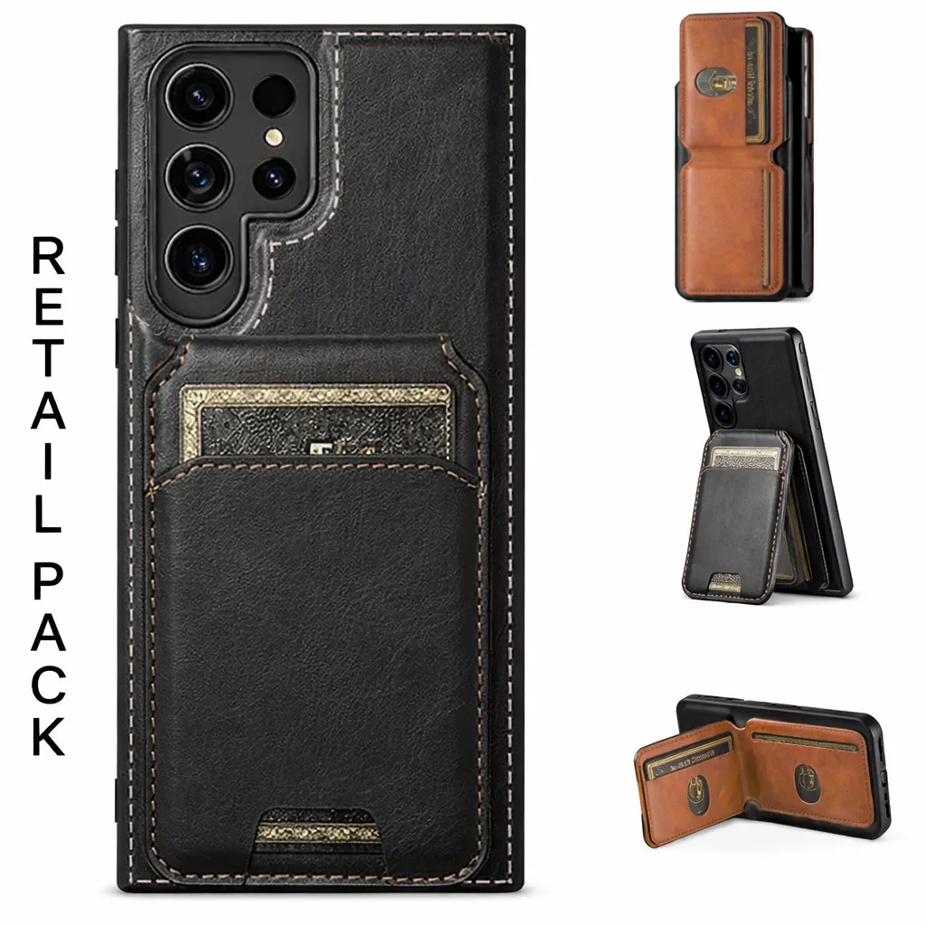 OTCR Black Stealth Wallet Case for Samsung Galaxy S25 Ultra