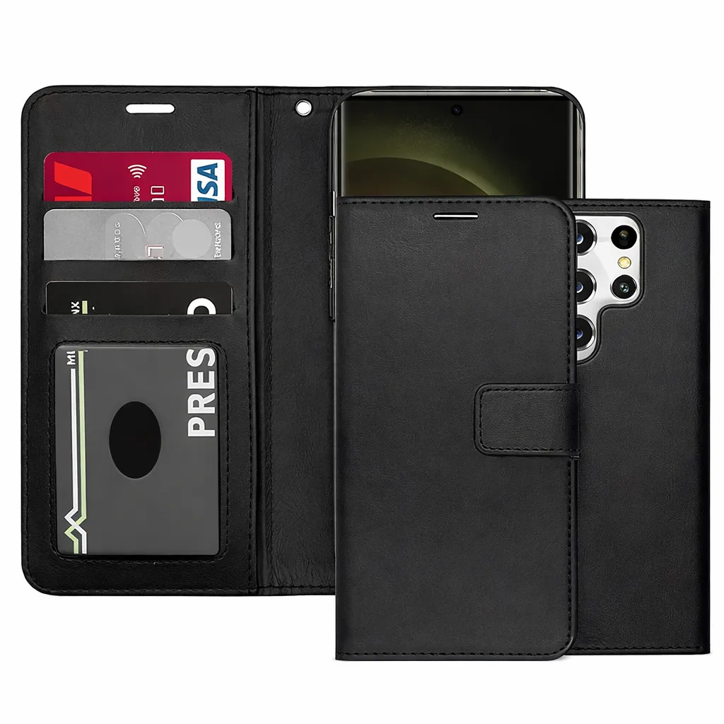 POU Black Photo ID Wallet for Samsung Galaxy S25 Ultra