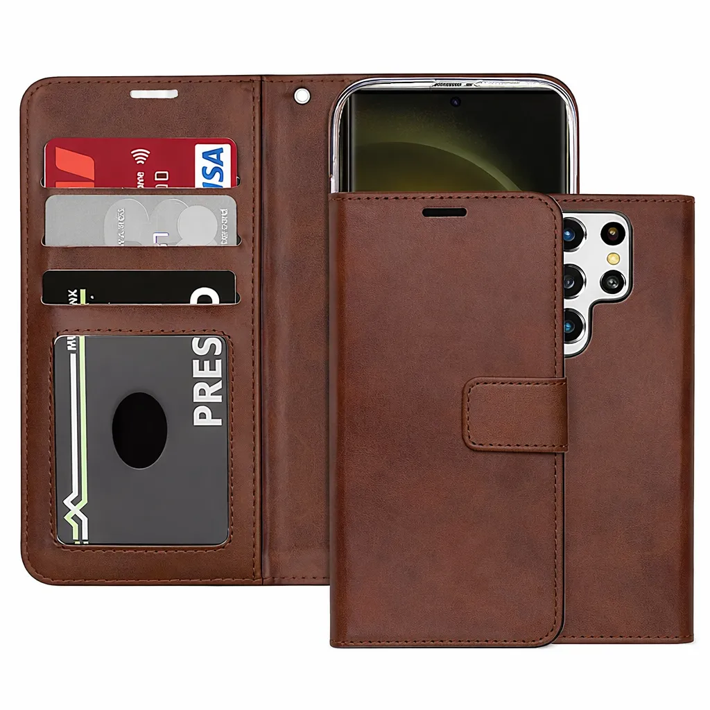 POU Brown Photo ID Wallet for Samsung Galaxy S25 Ultra