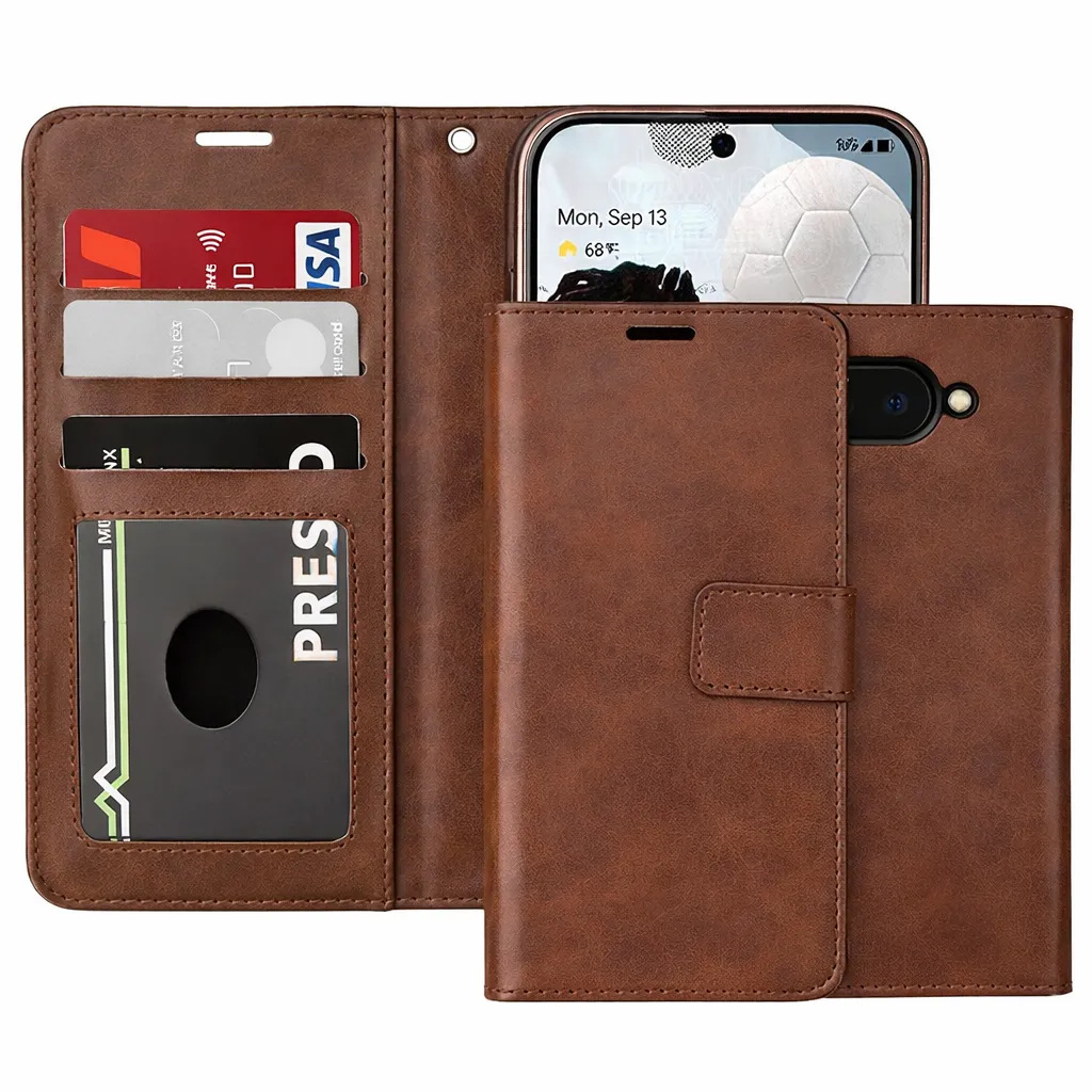 POU Brown Photo ID Wallet for Google Pixel 9A