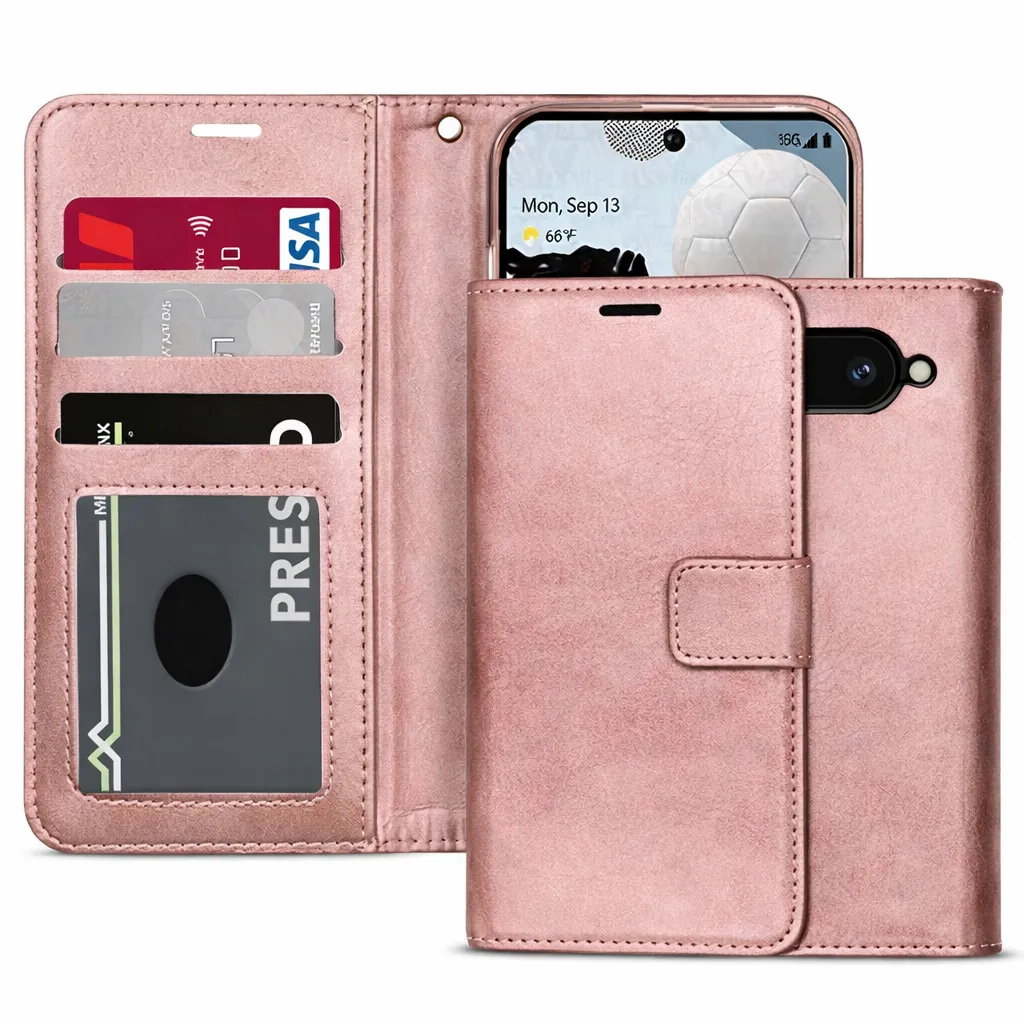 POU Rose Gold Photo ID Wallet for Google Pixel 9A