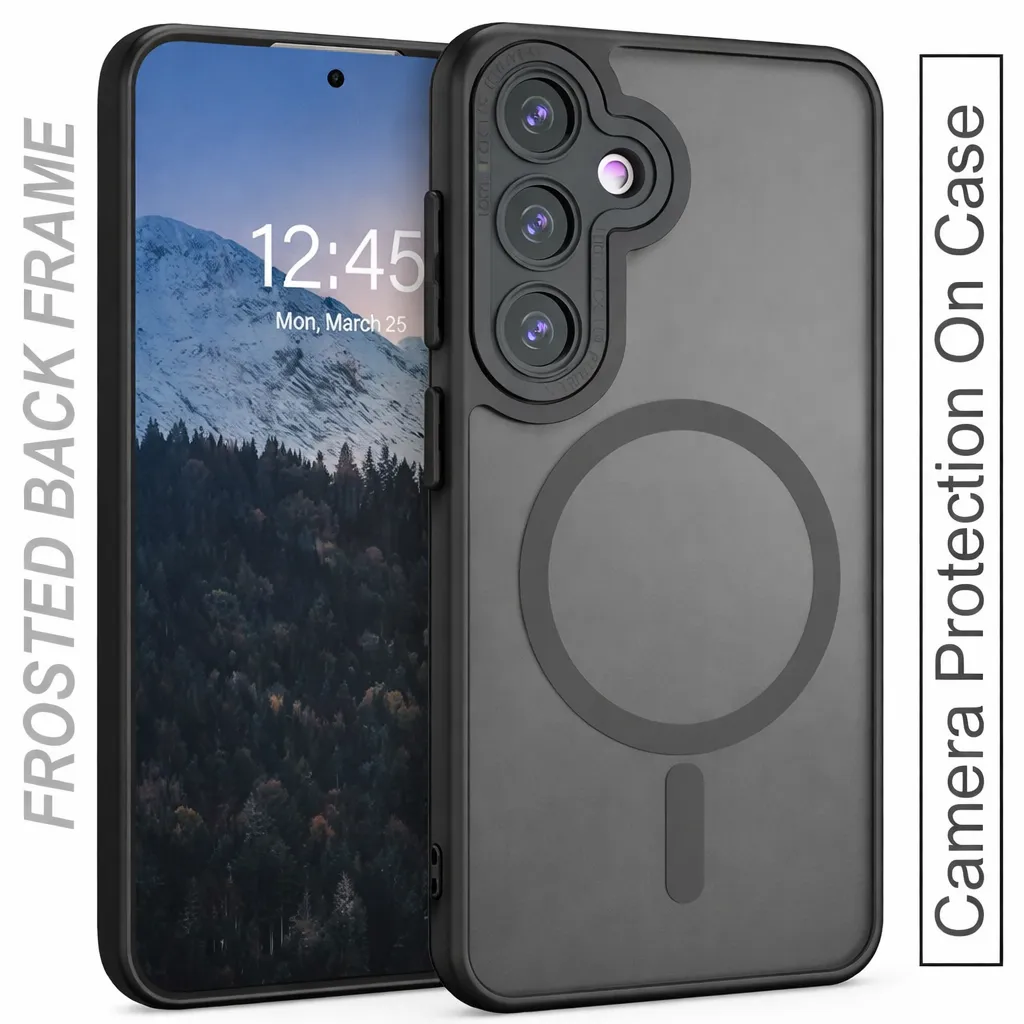 OTCR Black Matt Rubberized Magsafe Case for Samsung Galaxy S24 FE